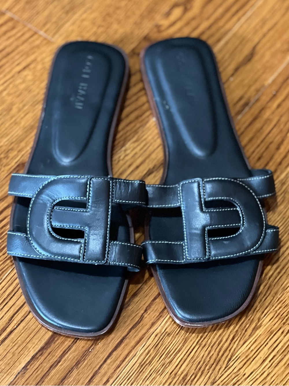 Cole Haan Chrisee Black Leather Slide Sandals
